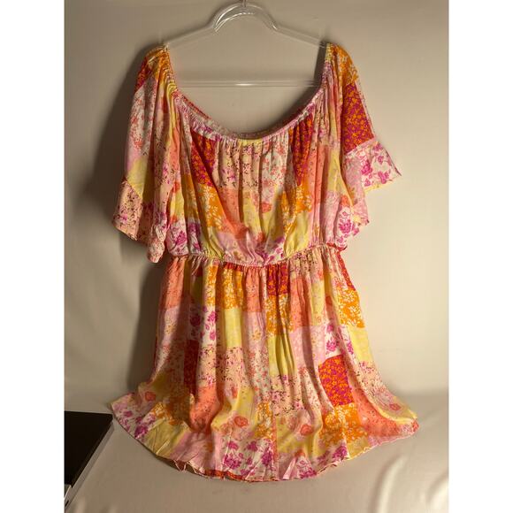 Emily Wonder Floral Patchwork Off the Shoulder Flowy Dress Plus Size 3X NEW - Picture 4 of 4